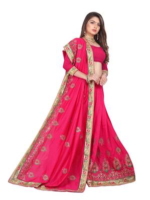 Pink Embroidered Silk Saree With Blouse 3