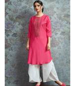 Pink Embellished Printed Party Wear Kurti