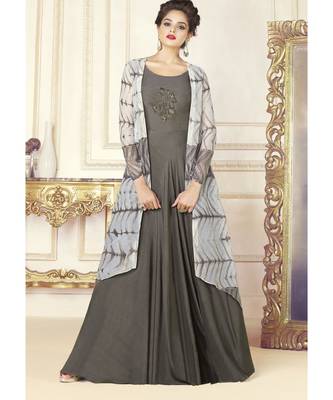 Grey Embellished Printed Party Wear Kurti 1