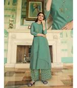 Green Embellished Printed Party Wear Kurti