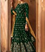 Dark Green Embroidered Faux Georgette Salwar