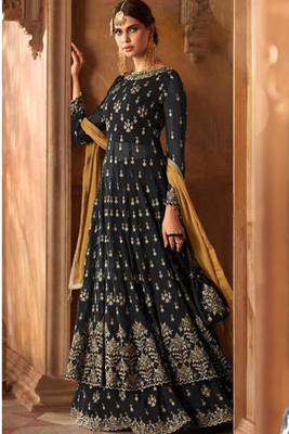 Grey Embroidered Faux Georgette Salwar 1