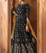 Grey Embroidered Faux Georgette Salwar