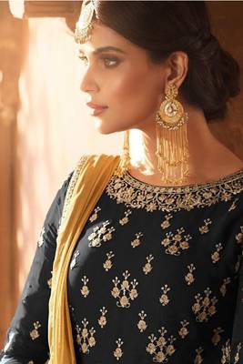 Grey Embroidered Faux Georgette Salwar 2
