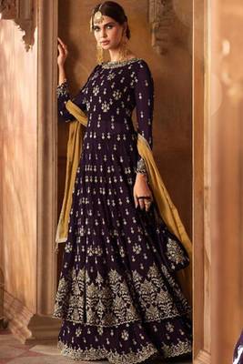 Violet Embroidered Faux Georgette Salwar 1