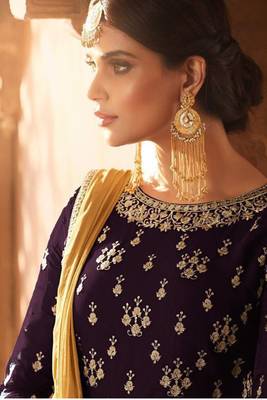 Violet Embroidered Faux Georgette Salwar 2