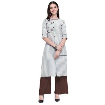 Light-multicolor embroidered cotton long-kurtis 1