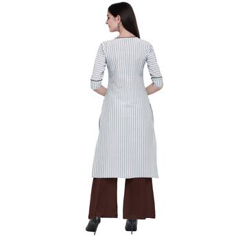 Light-multicolor embroidered cotton long-kurtis 2