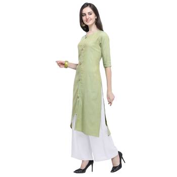 Light-green plain rayon long-kurtis 4