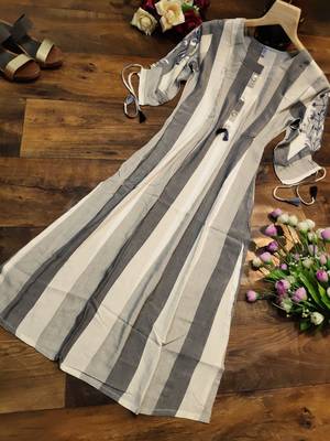Grey embroidered rayon long-kurtis 5