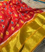red cotton Pochampally saree