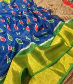 blue pochampally ikkat Saree