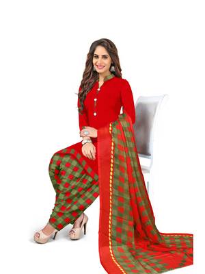 Red Printed Crepe Salwar 1