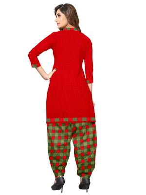 Red Printed Crepe Salwar 3