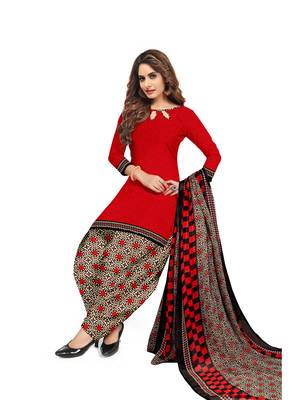 Red printed crepe salwar 1