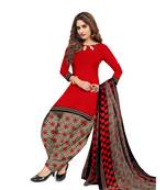 Red printed crepe salwar