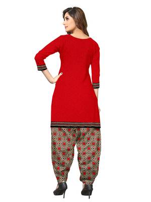 Red printed crepe salwar 3