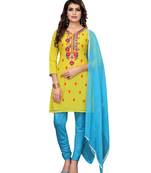 Lime Jacquard Art Silk Salwar