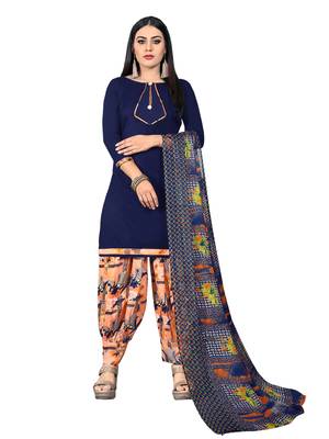 Navy-blue printed crepe salwar 1