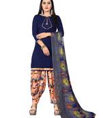 Navy-blue printed crepe salwar