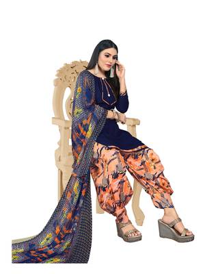 Navy-blue printed crepe salwar 2
