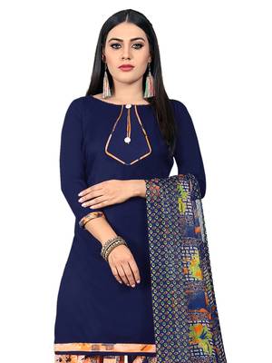 Navy-blue printed crepe salwar 3