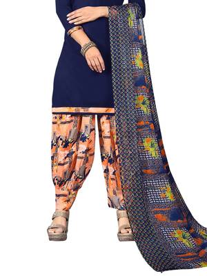 Navy-blue printed crepe salwar 4