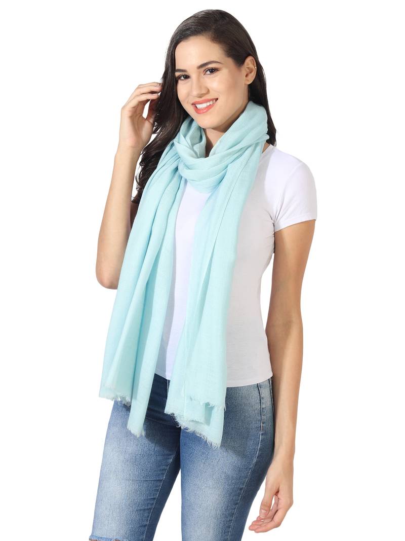 Sky Blue Super Fine Blended Ultra Soft & Warm Wool Silk Unisex Pashmina Shawl