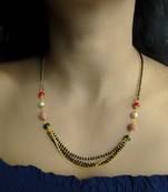 Mangalsutra Multi Strand Red Green Stone White Pearl Black Bead Single Line Layer Short Mangalsutra Designs Latest Chain