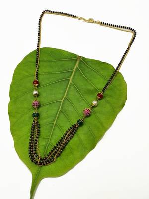 Mangalsutra Multi Strand Red Green Stone White Pearl Black Bead Single Line Layer Short Mangalsutra Designs Latest Chain 3