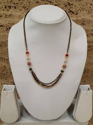Mangalsutra Multi Strand Red Green Stone White Pearl Black Bead Single Line Layer Short Mangalsutra Designs Latest Chain 4