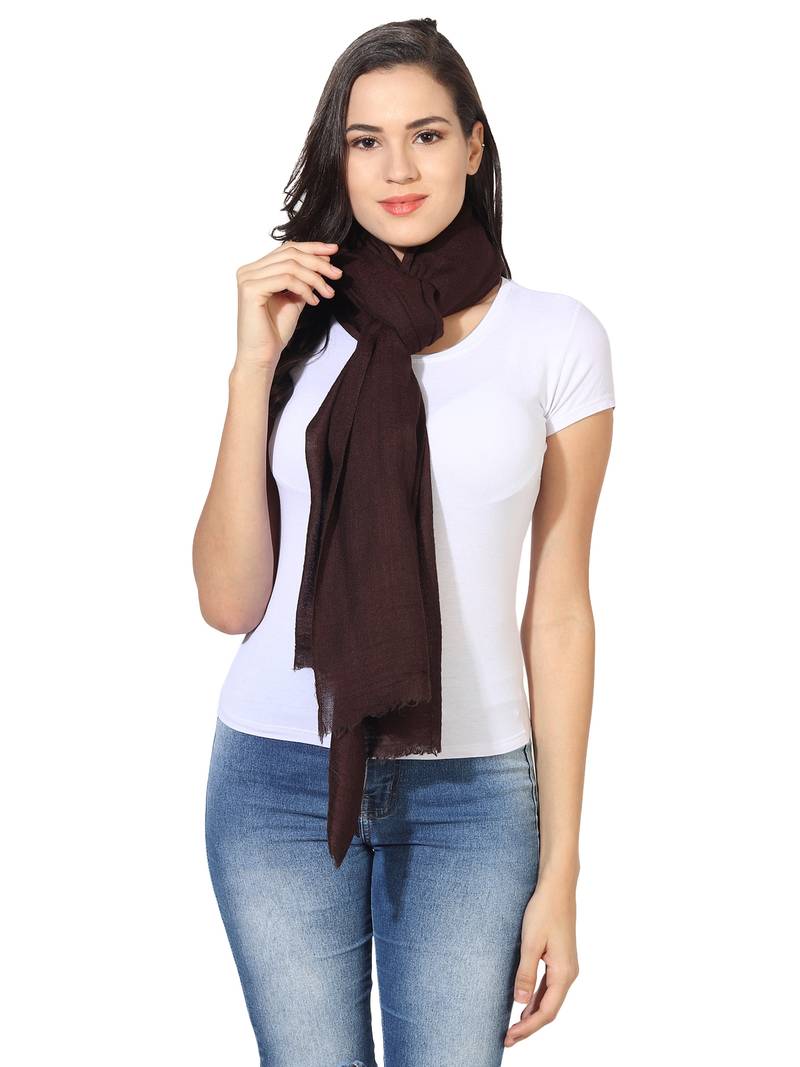 Chocolate Brown Super Fine Blended Ultra Soft & Warm Wool Silk Unisex Pashmina Shawl