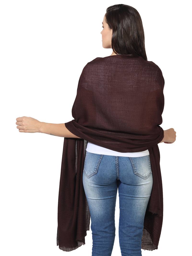 Chocolate Brown Super Fine Blended Ultra Soft & Warm Wool Silk Unisex Pashmina Shawl