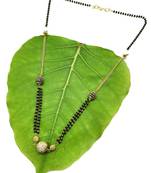 Stone Studded White Pearl Double Layer Black Bead Single Chain Short Mangalsutra Designs Latest