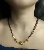 Multicolor Stone Studded Red Beads 3 There Multilayer Black Bead Short Mangalsutra Designs Latest Chain