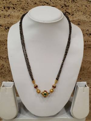 Multicolor Stone Studded Red Beads 3 There Multilayer Black Bead Short Mangalsutra Designs Latest Chain 3