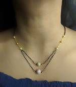 Round Stone Mani Studded Multi Strand Single Chain Black Beads Double Line Layer Short Mangalsutra Designs Latest