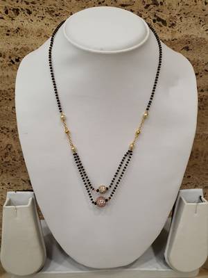 Round Stone Mani Studded Multi Strand Single Chain Black Beads Double Line Layer Short Mangalsutra Designs Latest 2