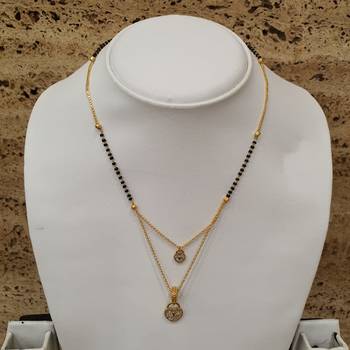 2 Heart Locket Stone Multi Strand Double Chain Black Beads Single Line Layer Short Mangalsutra Designs Latest 3