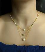 3 Round Mani Black Stone Studded Multi Strand There Layer Chain White Bead Single Line Short Mangalsutra Designs Latest