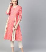 Pink printed liva kurtas-and-kurtis