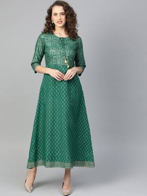 Dark-green printed cotton poly kurtas-and-kurtis 1