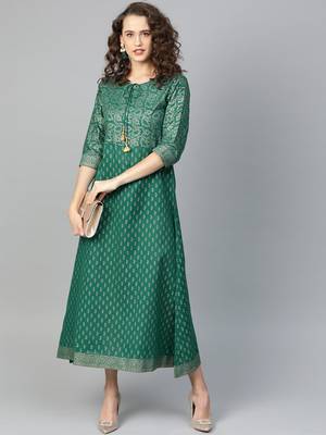 Dark-green printed cotton poly kurtas-and-kurtis 4