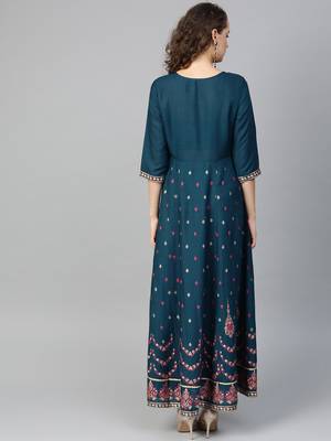 Dark-blue printed liva kurtas-and-kurtis 2