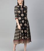 Black printed liva kurtas-and-kurtis