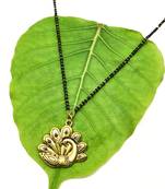 Women Mangalsutra Gold Peacock Pendant Black Beads Single Line Layer Short Mangalsutra Designs Latest Chain