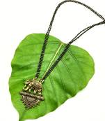 Women Mangalsutra Gold Elephant Pendant Black Beads Double Line Layer Long Mangalsutra Designs Latest Chain
