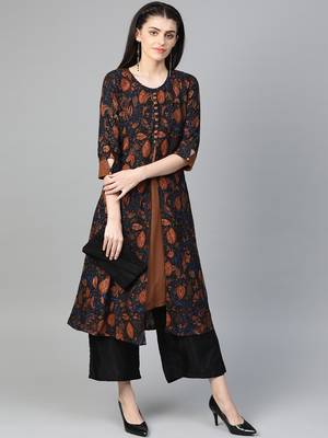 Brown printed liva kurtas-and-kurtis 1