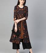 Brown printed liva kurtas-and-kurtis