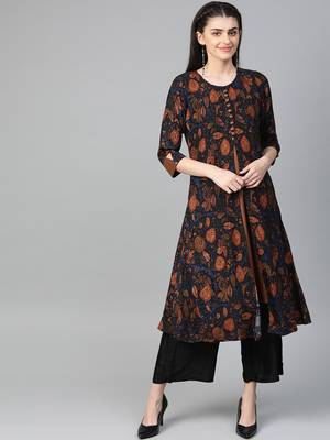 Brown printed liva kurtas-and-kurtis 4